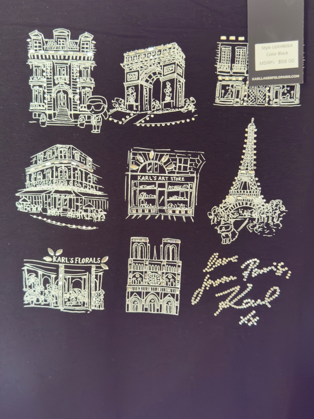 Karl Lagerfeld Black Graphic Paris Sketch Tee - Unbranded - Picture 4 of 5